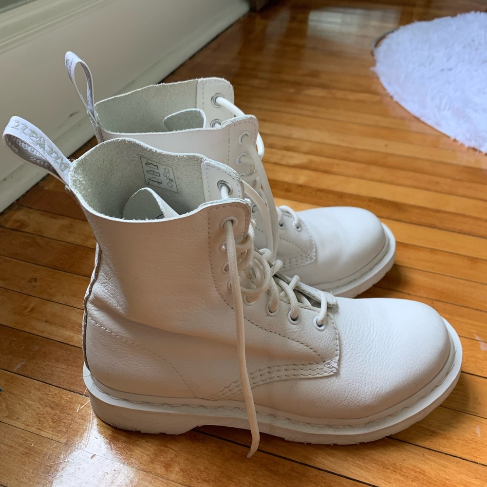 White Mono chromatic doc martins
